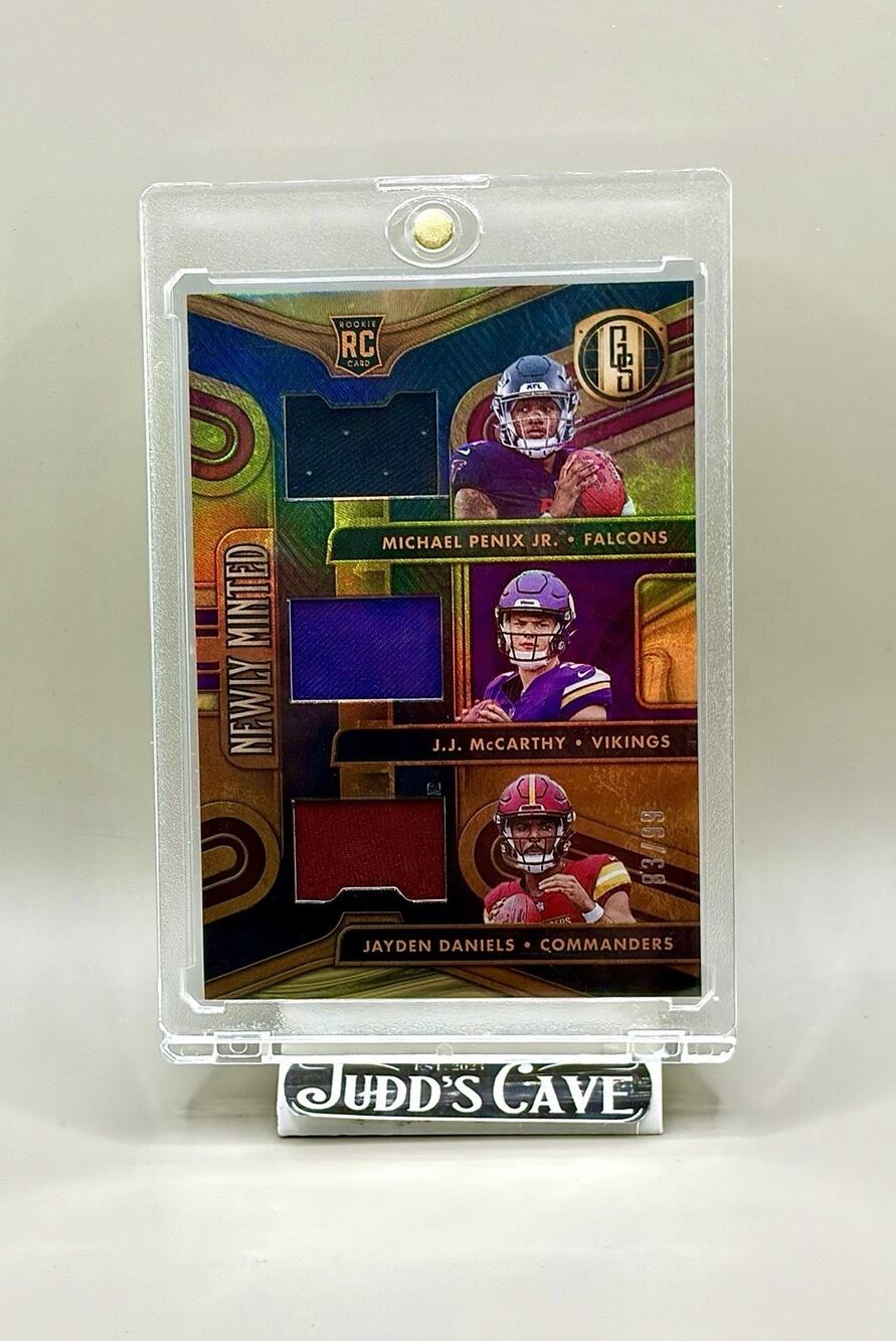 🚨 2024 Panini GS J.J. McCarthy Jayden Daniels Michael Penix Triple MEM RC /99